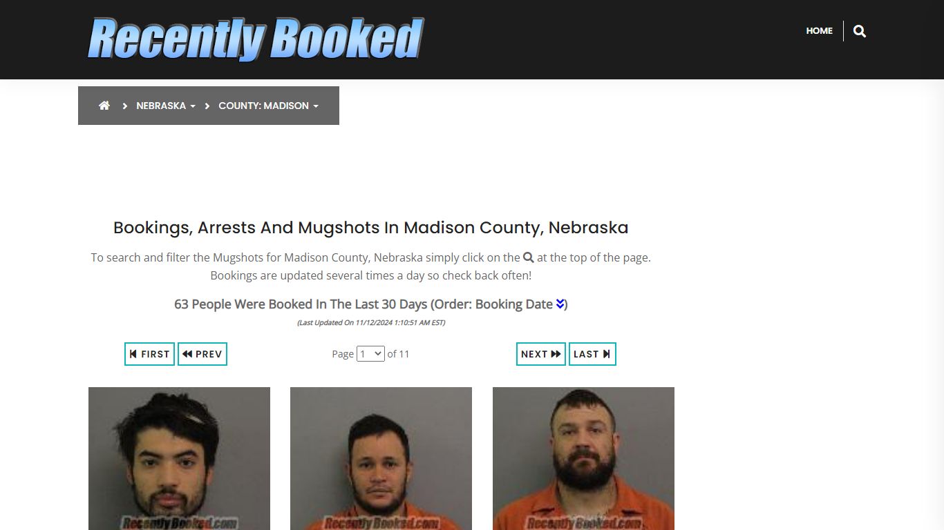 Bookings, Arrests and Mugshots in Madison County, Nebraska