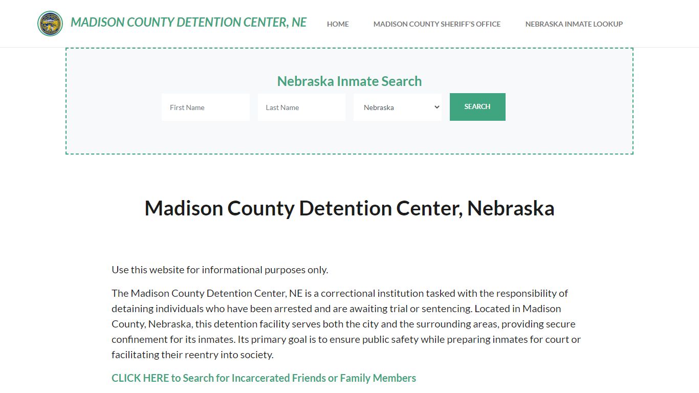 Madison County Detention Center, NE Inmate Roster, Offender Search